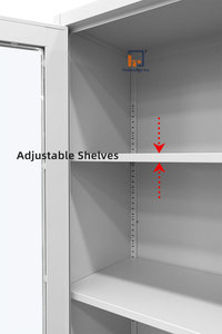 Modern Steel Office Filing <b>Cabinet</b> with 2 Glass Doors-Durable Storage <b>for</b> Workshop and Home Office - Product Image 5