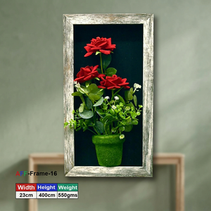 <b>Wall</b>-Mounted Handmade UV Resistant Durable Wooden Artificial <b>Flower</b> Frame Mixed Types-40x23cm - Product Image 2