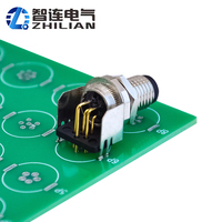 ZLconnector ZLM8F1-S-M M8 circulaire à angle droit 6 broches montage sur panneau mâle IP67 connecteur de prise étanche