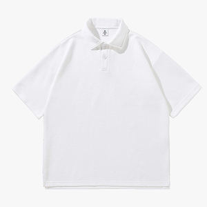 Camiseta Polo de Marca Moderna, Cuello Camisero, Color Sólido, Holgada, con Cuello Dividido y Hombros Caídos, para Parejas - Product Image 1