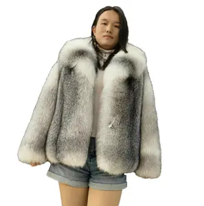 Luxury Style Women Real Fox Fur Coat Animal Fur Cropped Jacket