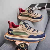 Chaussures de sport décontractées pour hommes, style vintage, à plateforme épaisse, avec blocs de couleur, semelle souple absorbant les chocs, pour la marche quotidienne et les activités de plein air
