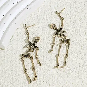 2024 Earring Fashion Exaggerated Halloween New Skull And Ghost Head Tassel Earrings