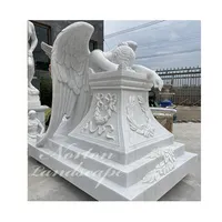 Lápida de Ángel de mármol de piedra Natural pulida tallada a mano para uso en el cementerio de jardín moderno, en venta