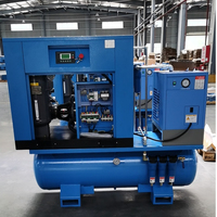 Compresor de Aire de Tornillo Estacionario Integrado Sin Aceite de 7.5-22kW, Funcionamiento Silencioso, Motor con Rodamientos, Secador de Aire de 10 bar, Tanque de 8 bar, 380V