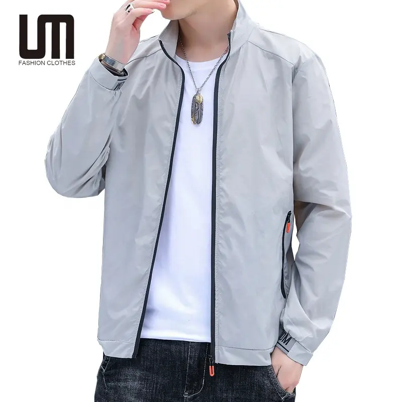 Liu Ming ucuz toptan 2023 ilkbahar yaz moda giyim ince ince rahat hafif ceket Streetwear standı yaka ceket