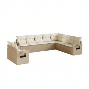 Adjustable Garden <b>Sofa</b> <b>Set</b> In Beige Pe Rattan Outdoor Furniture With High Density Foam Cushions Contemporary Design - Product Image 1