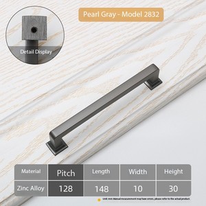 Kitchen Cupboard Wardrobe Drawer Table Dresser Modern Square Zinc Alloy Furniture Cabinet <strong>Door</strong> Handles - Product Image 2