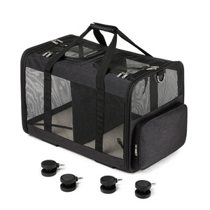 Bolsa con ruedas para mascotas, bolsa de transporte para mascotas con ruedas, aprobada por avión, 2 mascotas, bolsa de transporte multifunción para perros y gatos - Product Image 4