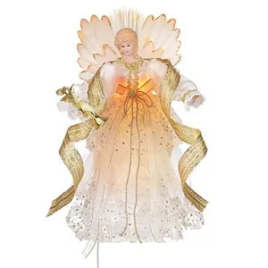 EAGLEGIFTS Top Seller Color Changing Gold White Christmas Standing Angel Tree Topper For Christmas Home Decoration