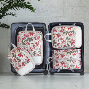 Ensemble de 4 cubes de compression de voyage imprimés, imperméables et légers pour bagages et sacs à dos - Product Image 1
