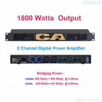 Amplificateur de Puissance Numérique Pro Slim 1U Léger 2000W Classe D 2 Canaux 1800 Watts pour Scène Karaoké avec Fonction Bridge