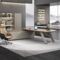 Escritorio Ejecutivo Modular de Madera Moderna y Lujosa Liyu, con Cerradura de Huella Digital, Lámpara de Ambiente, Personalizable, Muebles para Oficina en Casa