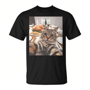 T-shirt Cat Selfie Thanksgiving Turkey Dinner - Product Image 2
