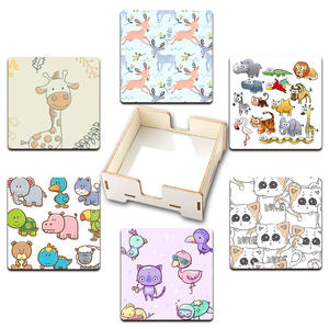 Posavasos <span class=keywords><strong>de</strong></span> Madera Aislantes, Juego <span class=keywords><strong>de</strong></span> 6 Piezas, Diseño Infantil con Dibujos Animados, Decoración <span class=keywords><strong>para</strong></span> <span class=keywords><strong>Mesa</strong></span>, Almohadillas <span class=keywords><strong>de</strong></span> <span class=keywords><strong>Corcho</strong></span>, Venta al Por Mayor - Product Image 3