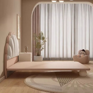 Cama Individual Suave para Niños Más Vendida, Estructura de Lujo para Dormitorio con Forma de Concha, Moderna, Rosa, para Niña Princesa - Product Image 3