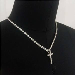 Di modo di Scintillio Sexy Del Partito di Cristallo Del Diamante Del Rhinestone Tennis Trasversale Della Collana Del Pendente Iced Fuori I Monili - Product Image 3