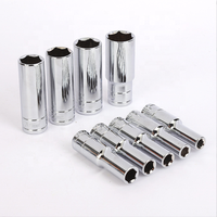 Kunci Soket 1/2 inci dengan Ratchet, Finishing Cermin, Kepala Soket Hex 8-32mm, Peralatan Perbaikan Otomotif, Perkakas Mekanik, Alat Soket