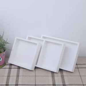 Wooden Rectangle Storage <b>Tray</b> For Snacks And Keys Standing Type Single Compartment Pure White - Product Image 3
