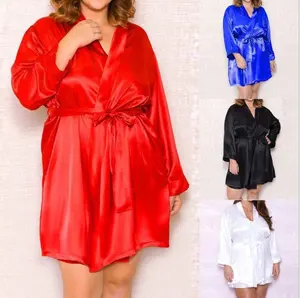 Sexy Gowns Silky Robes Plus Size Lingerie Night Sleeping Dress For Women