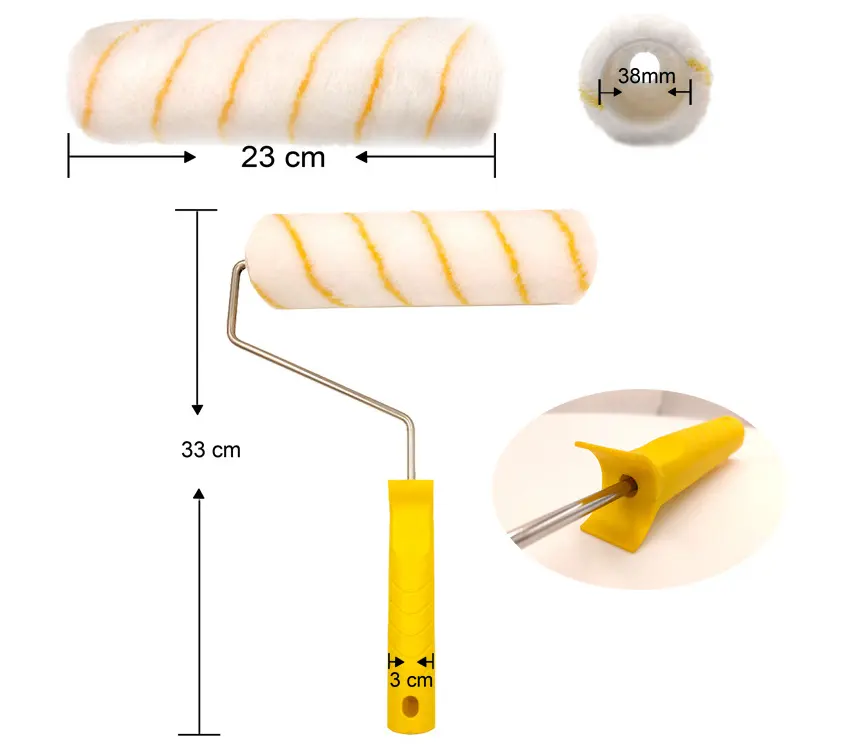 9inch mật độ cao giá rẻ cao trang trí Polyester công nghiệp sơn Con lăn Khung con lăn bàn chải bao gồm