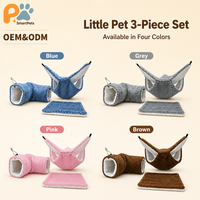 Hamac double couche pour petauh, tunnel cachette pour furet, hamster, cochon d'Inde, tapis pour petits animaux, ensemble combiné tapis de cage en polyester à motif floral
