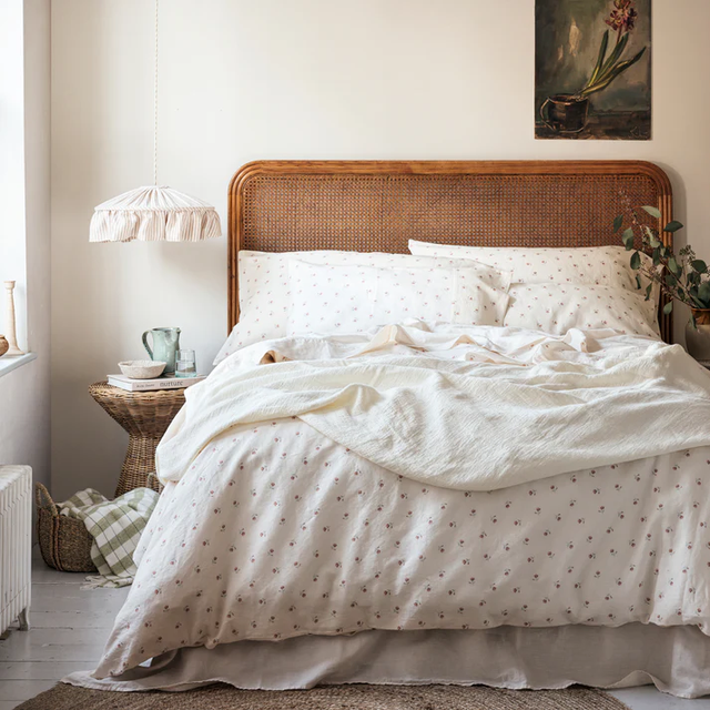 Organic Cotton Linen Blend Duvet Cover Printing Floral Hypoallergenic Solid Color Bedding Hotel-Grade Hidden Zipper Closure