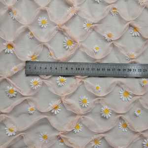 Popular moda plisada arruga plisada volante tul Margarita flor encaje tela para tutú vestido falda - Product Image 5