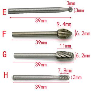 Juego de 10 piezas de fresas rotativas de acero de alta velocidad para carpintería, tallado de raíces, tallado manual, tallado eléctrico, cabezales de pulido y fresado - Product Image 5