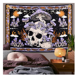 Promoción: Tapiz Decorativo Gótico con Diseño de Esqueleto y Logotipo Personalizado, Económico y de Alta Calidad, <span class=keywords><strong>para</strong></span> Colgar en la Pared del Dormitorio - Product Image 2