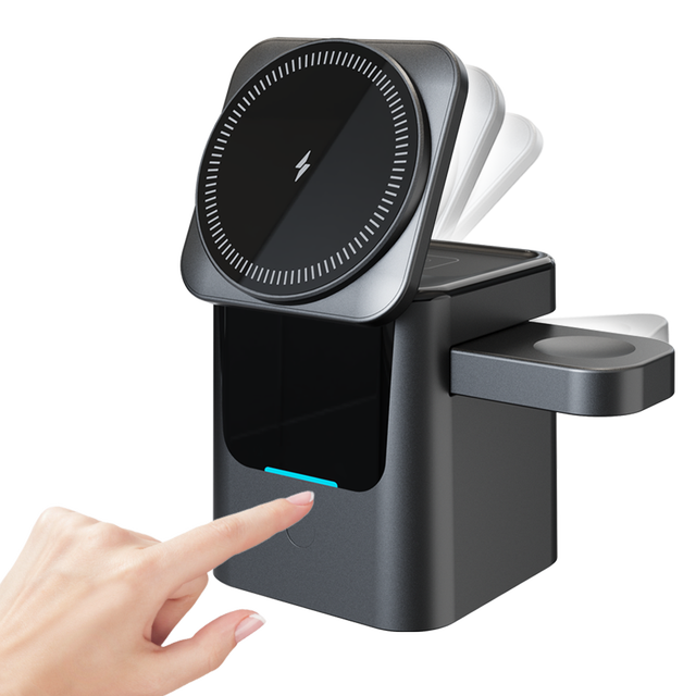 2026 3 in 1 Wireless Charger Station 15w 3 in 1 Foldable Cube Rotating Wireless Charger Magnetic Charging Holder for iPhone