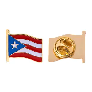 Wholesale Cheap Custom Metal Enamel Gold Plated Label Pin National Guard Country Flag Lapel Pin Badge Puerto Rico