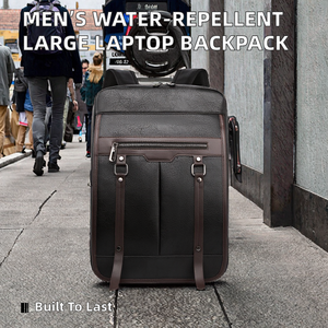 Maletín/Funda/Estuche para Portátil Retro para Hombre, para HP/<span class=keywords><strong>Lenovo</strong></span>/MacBook, de Cuero PU Resistente al Agua, <span class=keywords><strong>Mochila</strong></span> de Viaje de Gran Capacidad - Product Image 3