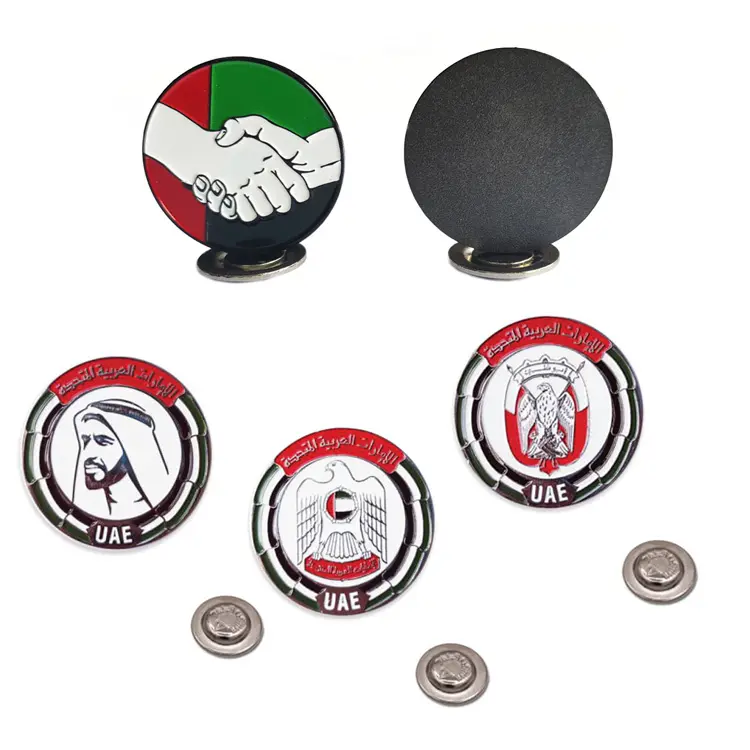 Hight Quality Hot Sale UAE Falcon Magnetic Badge Low Price National Day Emblem With Flag Pin