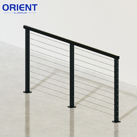 Système de garde-corps en aluminium de pont extérieur noir tuyau carré garde-corps en aluminium garde-corps de balcon extérieur