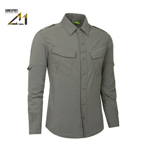 เสื้อเชิ้ตแขนยาวสำหรับเจ้าหน้าที่รักษาความปลอดภัย ผ้าโพลีเอสเตอร์ผสมคอตตอนทวิล แห้งเร็ว ปกเสื้อแบบพับได้ มีกระเป๋าแบบมีฝาปิดที่อก - Product Image 3