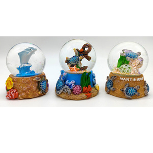 Individuelles Logo Harz-Wasserkugel Tropische Insel Strand-Souvenir Palmenbaum Schneekugel - Product Image 4