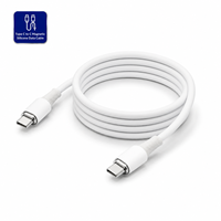 Câble de données magnétique en silicone Type-C vers Type-C blanc, plus épais 30 # 4C+24 # Cordon d'alimentation rapide 100W avec conducteur 4C pour smartphone