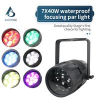 Projecteur LED Par étanche 7x40W avec zoom IP65 RGBW 4-en-1 DMX512 pour scène, extérieur, DJ, concert, fête, événement