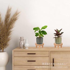 Wooden Plant <b>Stand</b> Round Desktop <b>Pot</b> Tray Handmade Minimalist Decorative Base for Indoor Plants - Product Image 1
