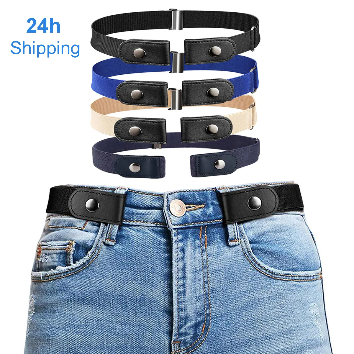 Belts for women Buckle-Free Waist Jeans Pants No Buckle Stretch Elastic Waist Belt For Men Invisible Belt DropShipping