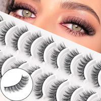 10 Pares de Pestañas Postizas de Visón Sintético Naturales, Versátiles, con Volumen, Banda Negra Suave, Grosor Mixto, Personalizadas de 20mm para Uso Diario
