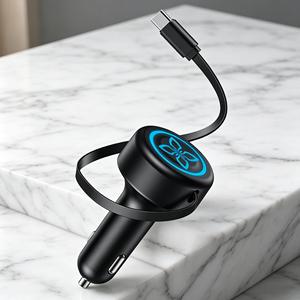 Cable USB C 2 en 1 de Carga Rápida, Adaptador Rápido para Encendedor de Cigarrillos, para iPhone 17, Laptop, Teléfono, Cargador Retráctil para Auto - Product Image 1