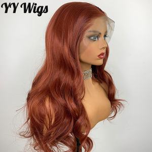 Perruques longues bouclées de 22 pouces à haute densité en cuivre, couleur <span class=keywords><strong>auburn</strong></span>, Futura, perruques dentelle frontale synthétiques pour femmes noires - Product Image 2