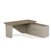 Bureau d'ordinateur de luxe en bois massif peu encombrant en forme de L avec tiroirs de rangement et bordure en PVC pour