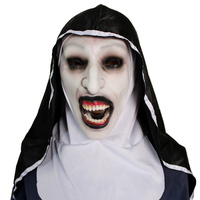 Masque de Nonne d'horreur en latex intégral avec voile et cagoule, accessoire de déguisement Valak pour Halloween, Noël, Cosplay, Fête et événements effrayants