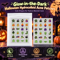 Patch anti-acné lumineux festif pour Halloween, en forme de fantôme et de chauve-souris, idéal comme cadeau de fête, OEM