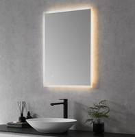 Cermin Kamar Mandi LED Persegi Panjang Modern Mewah dengan Bingkai Paduan Aluminium Desain Ultra Tipis Tahan Air IP66 Desain Grafis