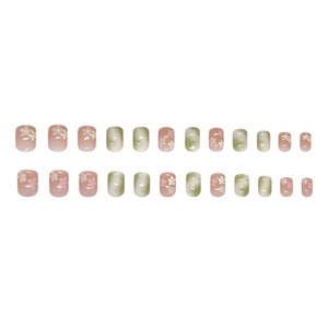 <span class=keywords><strong>Uñas</strong></span> Postizas R975 con Degradado Verde Primavera y Diseño Floral, Estilo Dulce para Chicas, ABS Premium, Disponibles en Stock - Product Image 5
