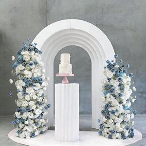 Décoration de mariage romantique en gros : Arche de fleurs artificielles en soie blanches, roses et rouges, toile de fond et tour à gâteaux pour cérémonie de mariage et fête - Product Image 5